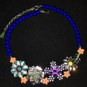 💙 LIA SOPHIA - Floral Multi / Royal Blue Beaded Necklace w/ Extender